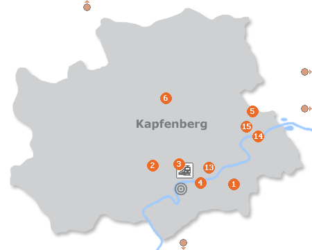 Karte mit Pensionen und anderen Unterkünften in Kapfenberg