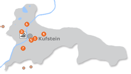 Karte mit Pensionen und anderen Unterkünften in Kufstein