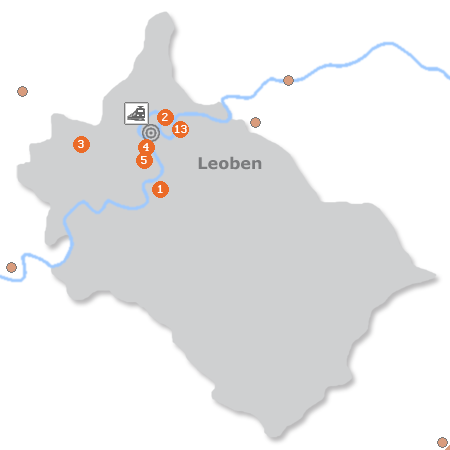 Karte mit Pensionen und anderen Unterkünften in Leoben